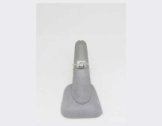 18k White Gold Diamond Filigree Ring