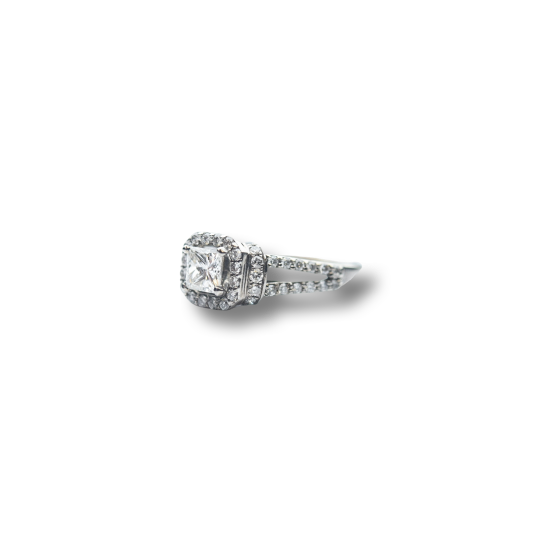 White gold princess cut diamond engagement ring