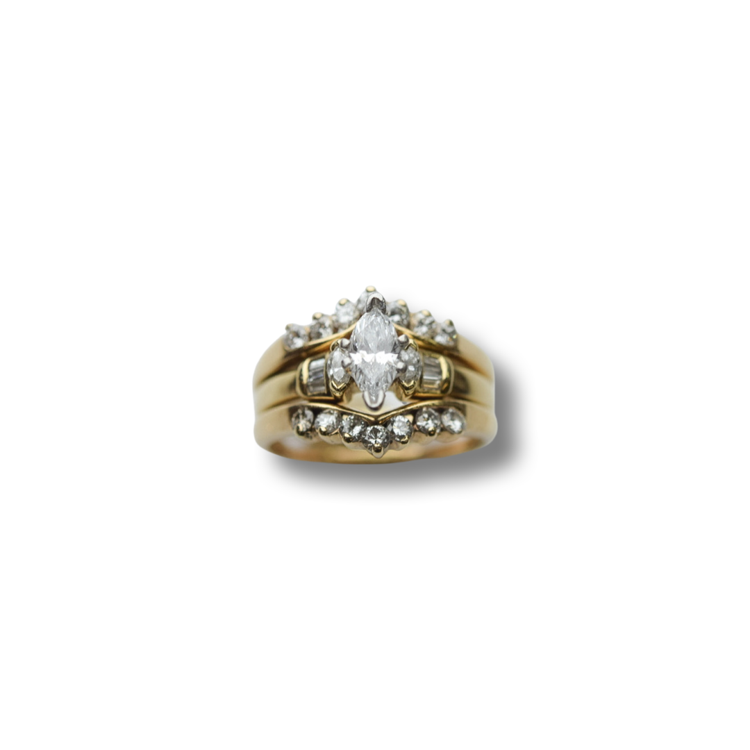 14k marquise diamond bridal set