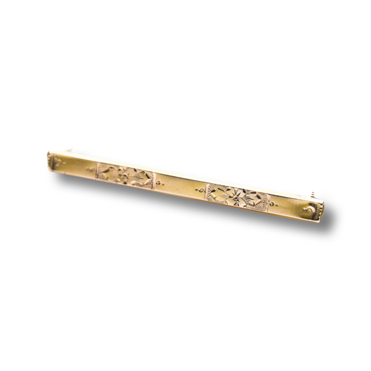 Gold flower-design bar pin