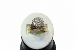 Ladies wide band cluster diamond ring