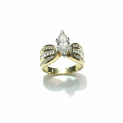 Ladies .87ct marquise shape gold engagement ring