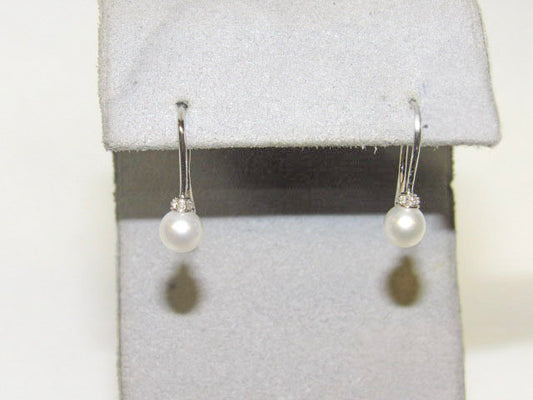 10KT White Gold Drop Pearl Petite Earrings