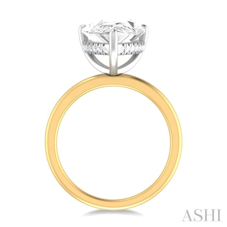 1/8 ctw Pear Shape Round Cut Diamond Semi Mount Engagement Ring in 14K Yellow and White Gold