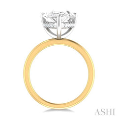 1/8 ctw Pear Shape Round Cut Diamond Semi Mount Engagement Ring in 14K Yellow and White Gold