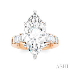 1 1/4 Ctw Marquise Shape Emerald and Round Cut Diamond Semi-Mount Engagement Ring in 14K Rose and White Gold