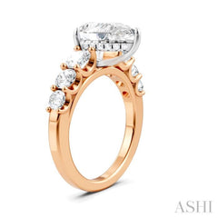 1 1/10 Ctw Pear Shape Round Cut Diamond Semi-Mount Engagement Ring in 14K Rose and White Gold