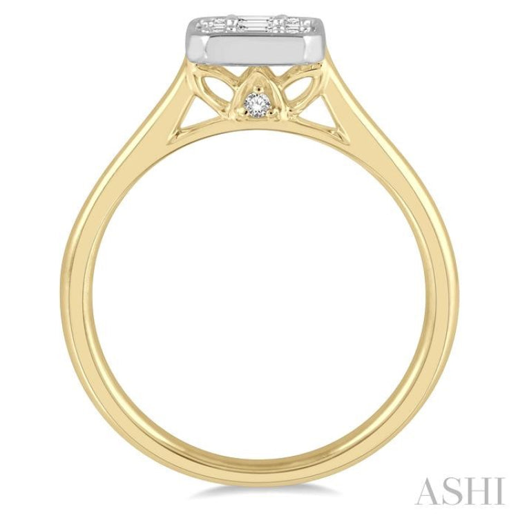 1/2 Ctw Octagonal Shape Baguette and Round Cut Diamond Ladies Ring in 14K Yellow and White Gold