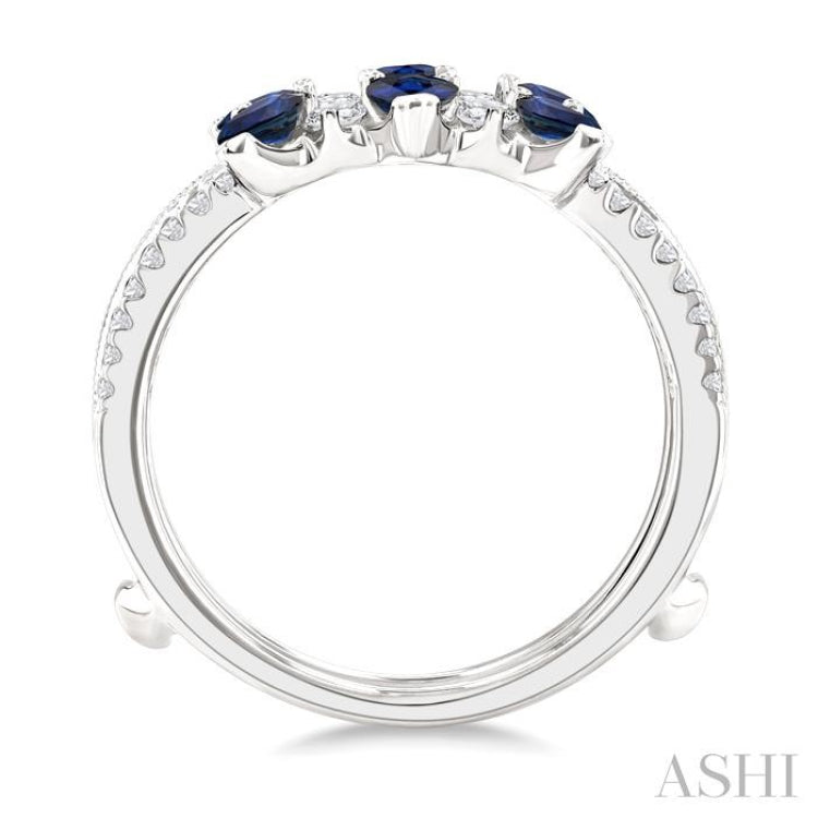 4x3 MM Pear Cut Sapphire and 1/3 Ctw Round Cut Diamond Precious Insert Ring in 14K White Gold