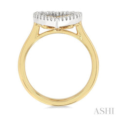 1/6 Ctw Fluted Texture Heart Shape Round Cut Diamond Pirouette Fashion Ring in 10K Yellow and White Gold