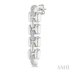 1/10 Ctw Bold Panther Link Round Cut Diamond Fashion Earrings in Sterling Silver