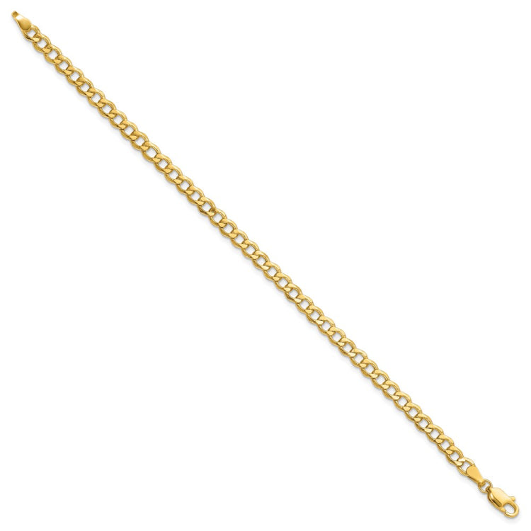14K 10 inch 4.3mm Semi-Solid Curb with Lobster Clasp Anklet