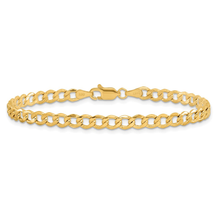 14K 10 inch 4.3mm Semi-Solid Curb with Lobster Clasp Anklet