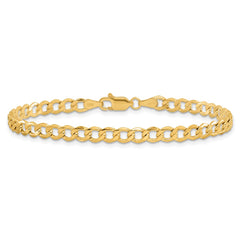 14K 10 inch 4.3mm Semi-Solid Curb with Lobster Clasp Anklet