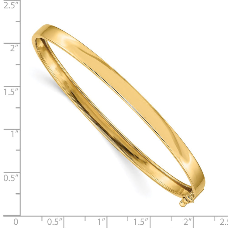 14K Polished 5.00mm Flexible Oval Bangle Bracelet