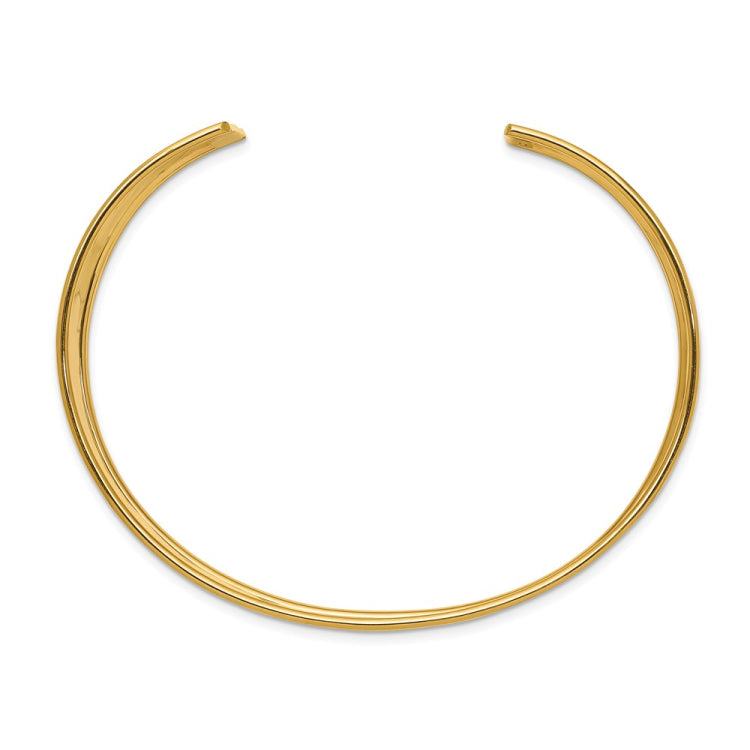 14k 19mm Hammered Polished Cuff Bangle Bracelet