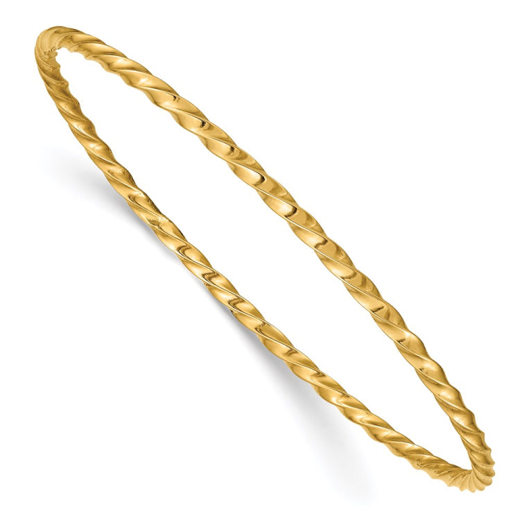 14k Polished Twisted 2.50mm Slip-on Round Bangle Bracelet