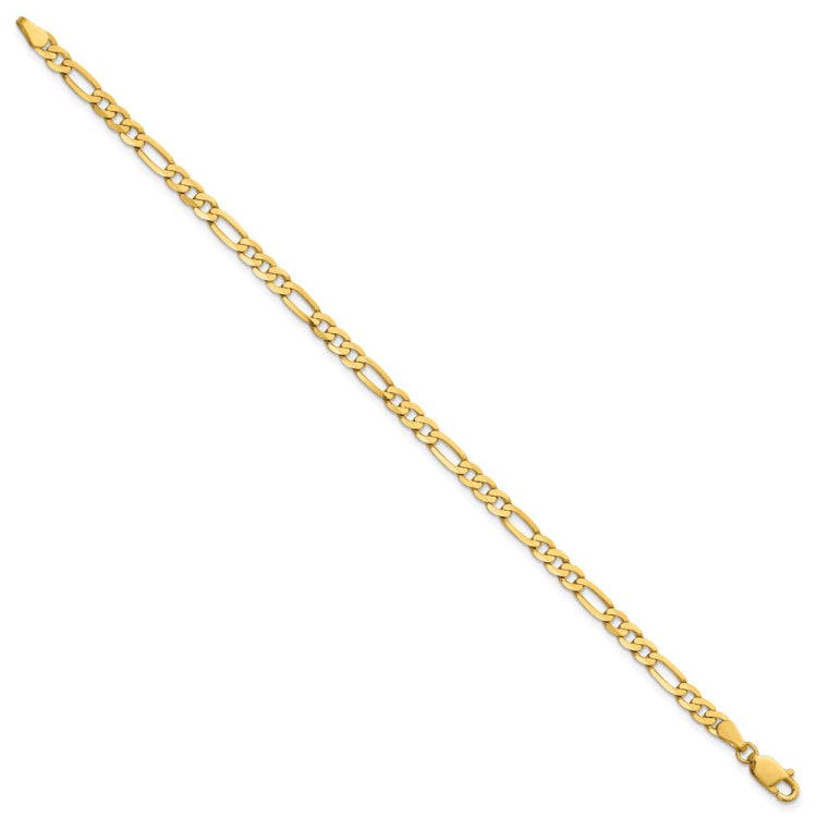 14K 7 inch 4mm Flat Figaro with Lobster Clasp Bracelet