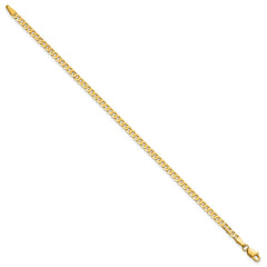 14K 7 inch 2.9mm Flat Beveled Curb with Lobster Clasp Bracelet