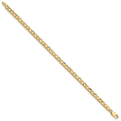 14K Polished 4mm Diamond-Cut Squares 7.25 inch Bracelet