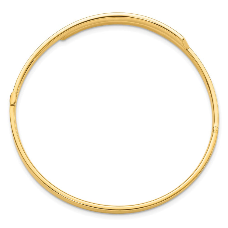 14k 2/16 Polished Bypass 3.65mm Hinged Round Bangle Bracelet
