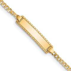 14k Polished Solid Chain/Solid Plate Curb Link 18.5x5mm Plate 6 inch Baby/Child ID Bracelet