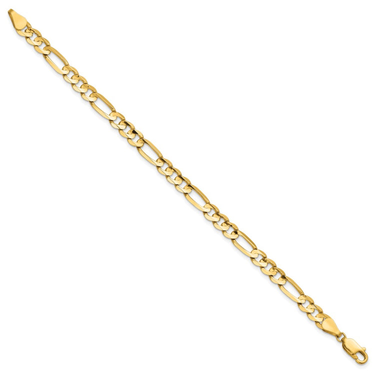 14K 8 inch 5.5mm Concave Open Figaro with Lobster Clasp Bracelet