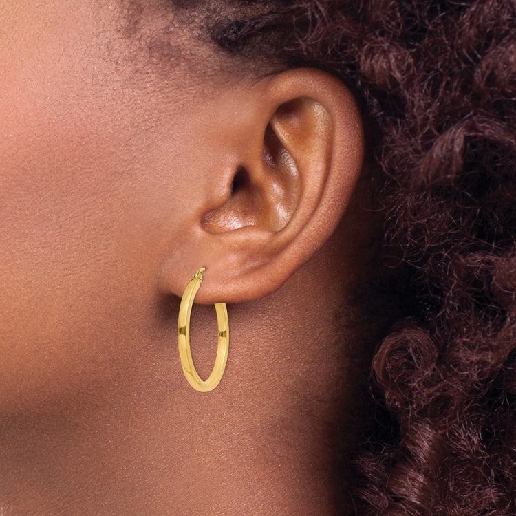 14k 2x25mm Square Tube Hoop Earrings