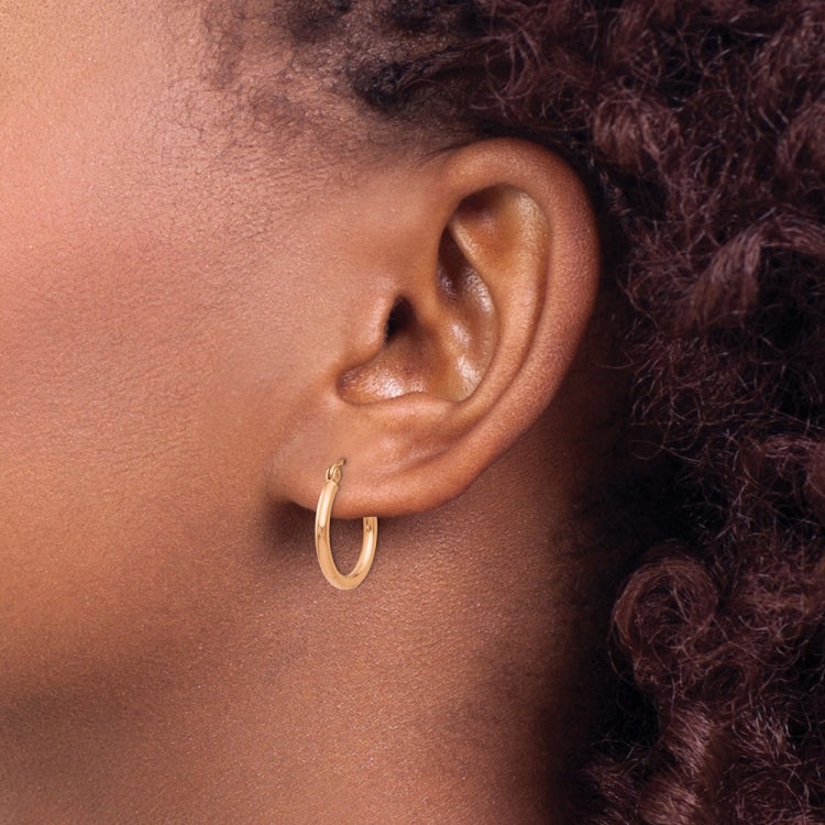 14k 2x18mm Polished Tube Hoop Earrings