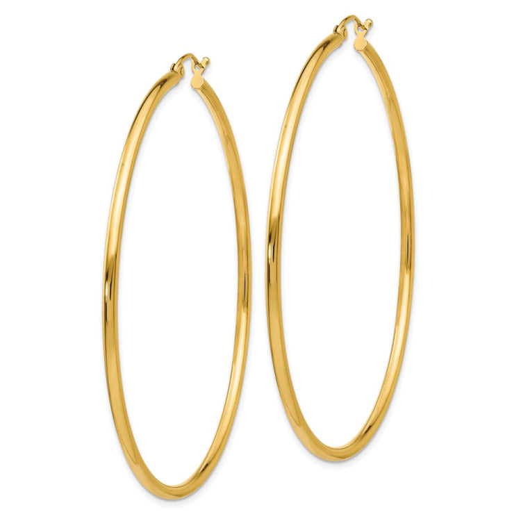 14k 2x60mm Polished Tube Hoop Earrings