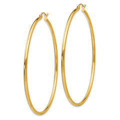 14k 2x60mm Polished Lightweight Tube Hoop Earrings