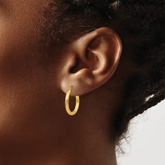 14K 2.5x20mm Polished Lightweight Tube Hoop Earrings