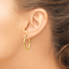 14k 2.5x25mm Polished Lightweight Tube Hoop Earrings