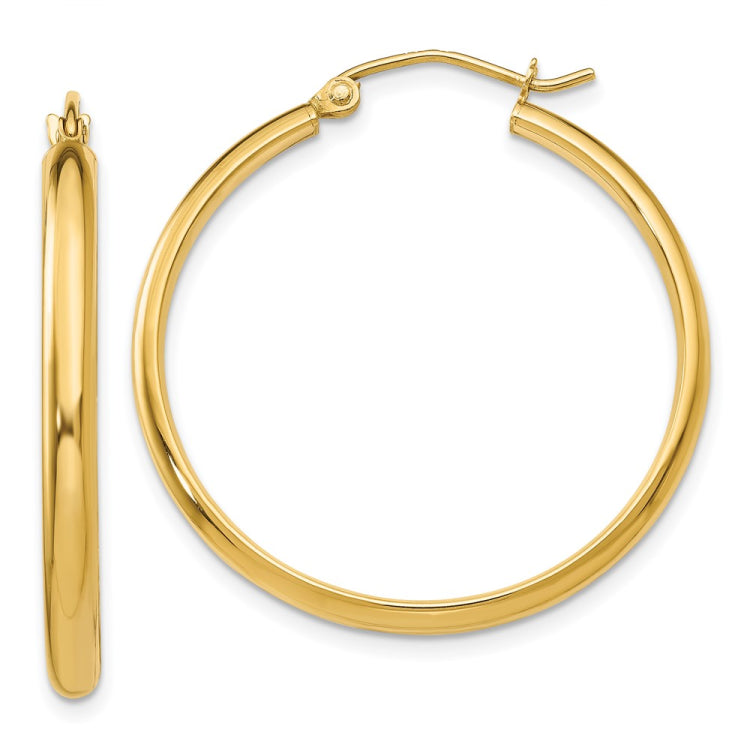 14k 2.75x30mm Polished Tube Hoop Earrings