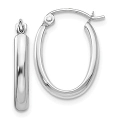 14k White Gold 2.75x18mm Polished Oval Tube Hoop Earrings