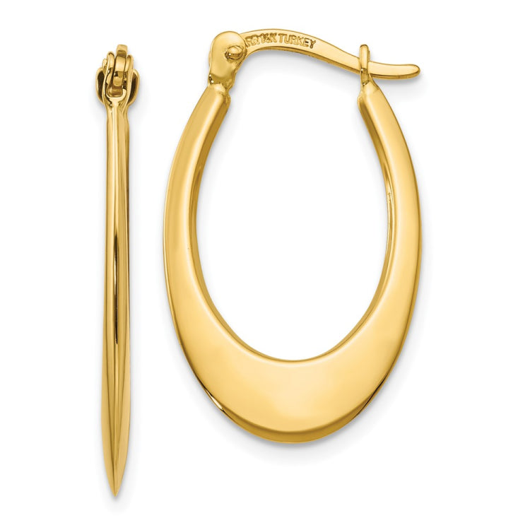 14K 1x26mm Polished Tapered Oval Hoop Earrings