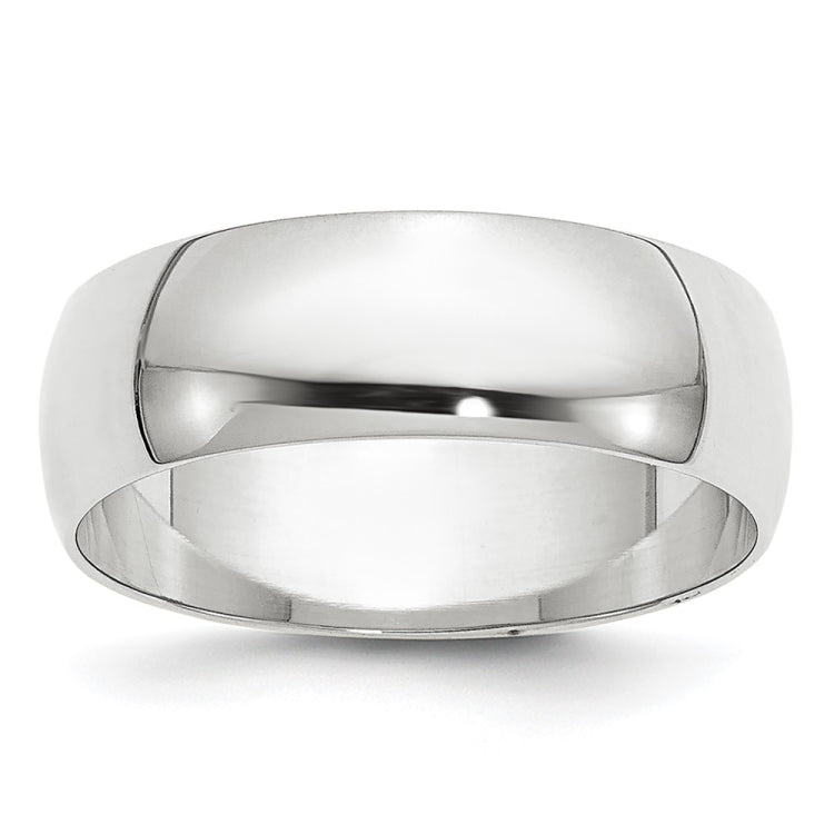 14k White Gold 6mm Lightweight Half Round Wedding Band Size 10.5