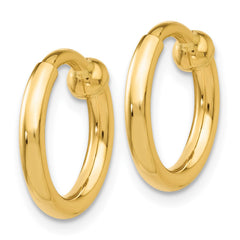 14k 2x10mm Polished Tube Hoop Non-pierced Earrings