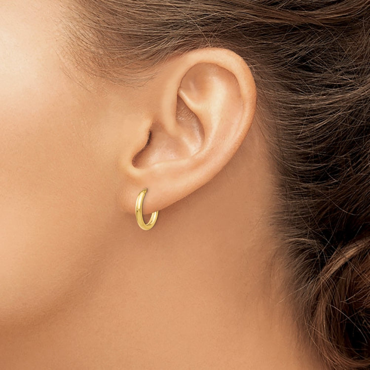 14k 2x10mm Polished Tube Hoop Non-pierced Earrings