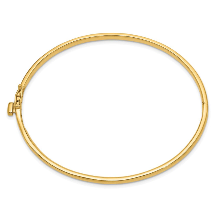 14k 3.6mm Polished Solid Hinged Oval Bangle Bracelet