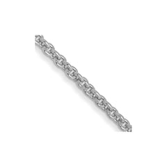14K White Gold 24 inch 1.4mm Round Open Link Cable with Lobster Clasp Chain