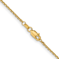 14K 20 inch 1.4mm Diamond-cut Round Open Link Cable with Lobster Clasp Chain