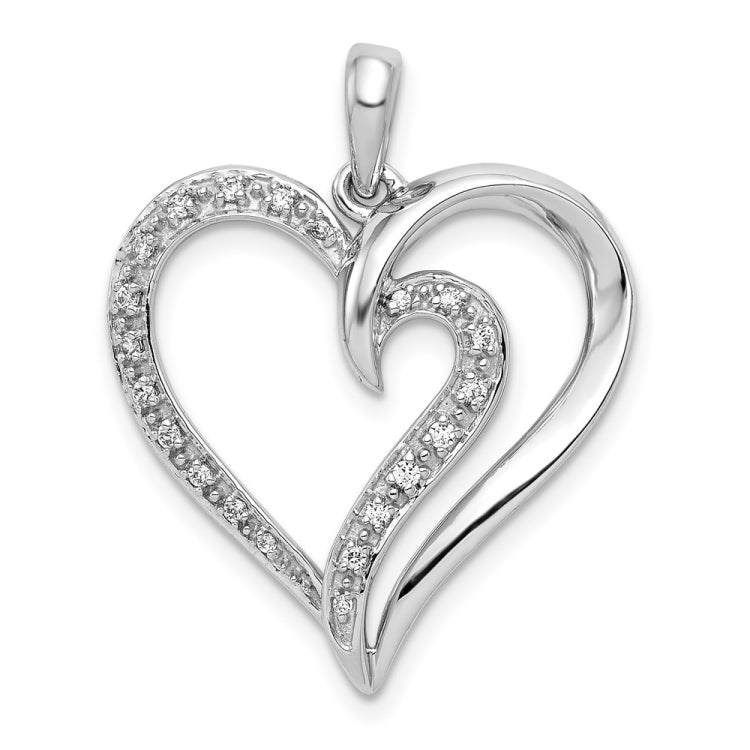 14k White Gold 1/10 carat Diamond Fancy Heart Pendant