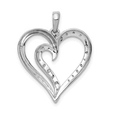 14k White Gold 1/10 carat Diamond Fancy Heart Pendant