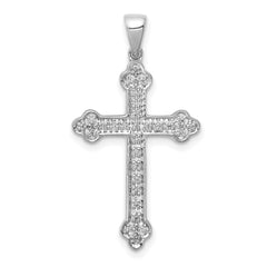 14k White Gold 1/10 carat Diamond Cross Pendant