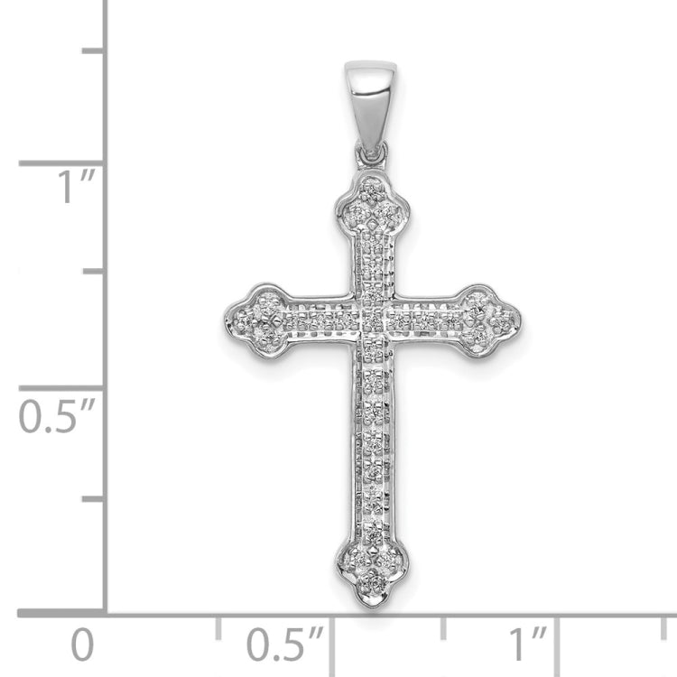 14k White Gold 1/10 carat Diamond Cross Pendant