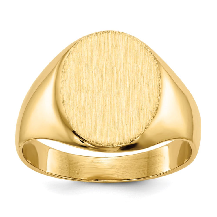 14k 10.5x12.0mm Oval Closed Back Signet Ring