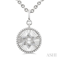 1/10 Ctw Round Fluted Medallion Round Cut Diamond Star of David Pendant With Chain in Sterling Silver