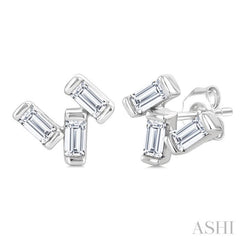 1/5 Ctw Baguette Diamond Petite Fashion Earrings in 10K White Gold