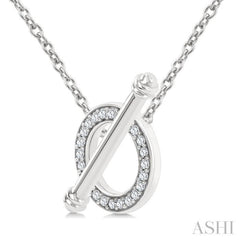 1/8 Ctw Circle Toggle Round Cut Diamond Fashion Necklace in 10K White Gold
